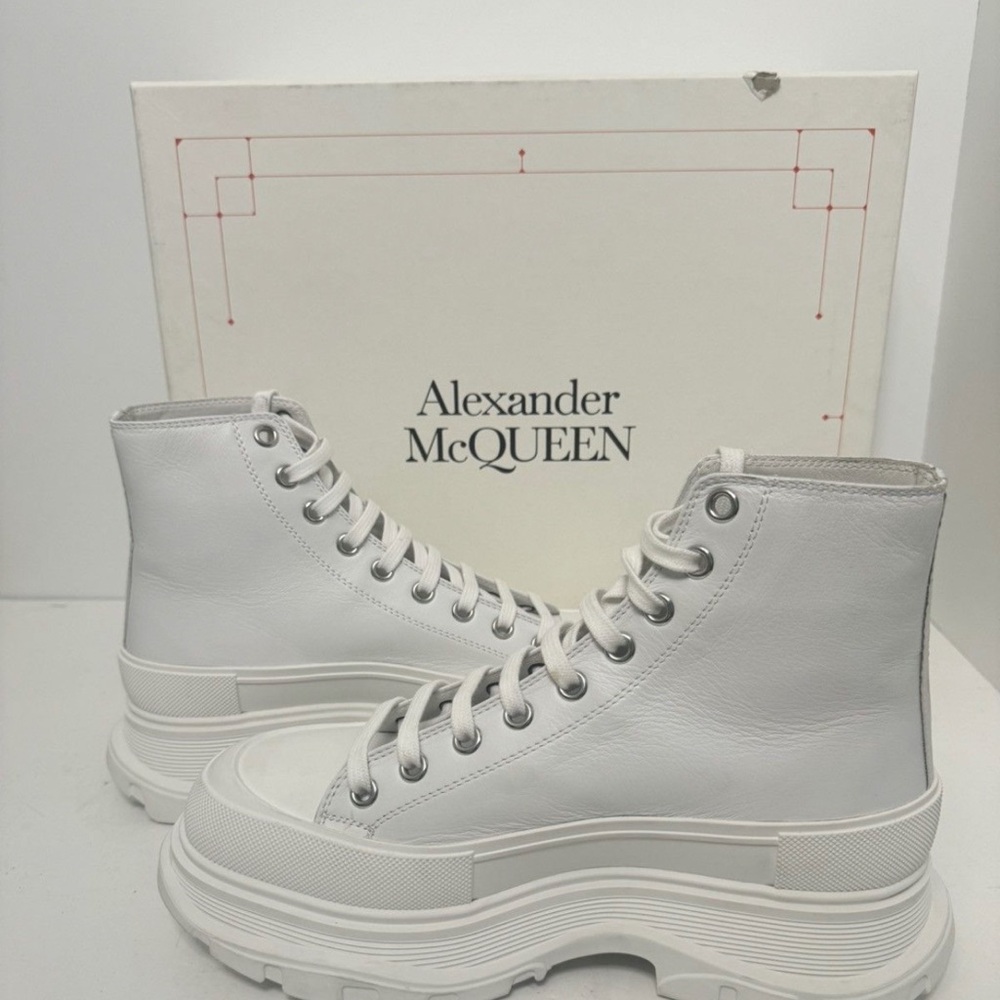 Alexander McQueen tread slick White leather Chunky Sole Sneakers